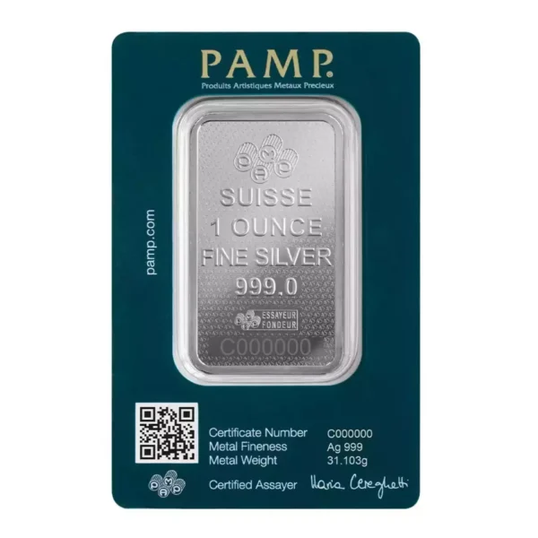 1 oz Pamp Suisse 45th Anniversary of Lady Fortuna .999 Silver Bar