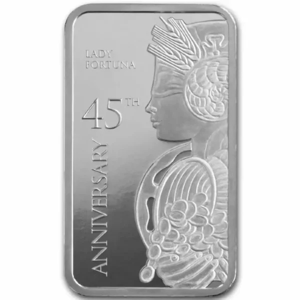 1 oz Pamp Suisse 45th Anniversary of Lady Fortuna .999 Silver Bar