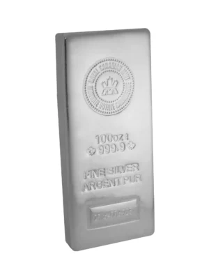 100oz Royal Canadian Mint (RCM) .999 Silver Bar