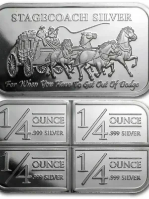 1oz (4 x 1/4) Divisible Stagecoach .999 Silver Bars