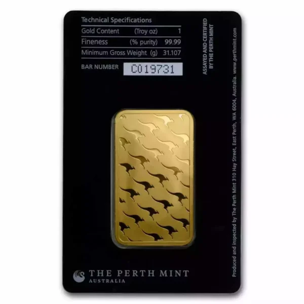 1oz Australian Perth Mint .9999 Gold Bar in Assay