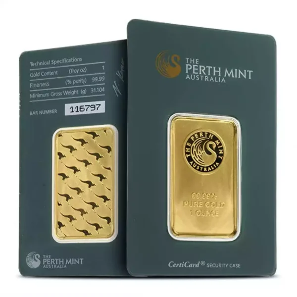1oz Australian Perth Mint .9999 Gold Bar in Assay