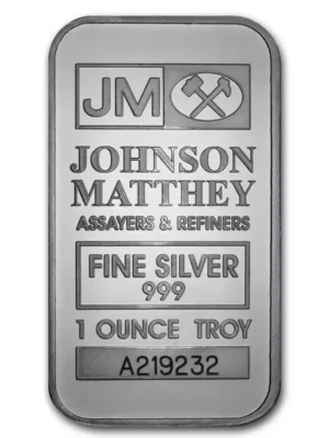 1oz Johnson Matthey .999 Silver Bar (Random Design)