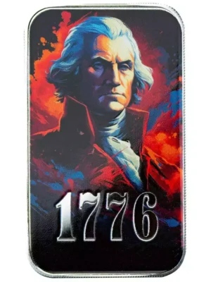 1oz Scottsdale Mint " 1776 Washington" Colorized .999 Silver Bar
