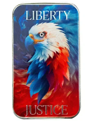 1oz Scottsdale Mint "Liberty and Justice Bald Eagle" Colorized .999 Silver Bar