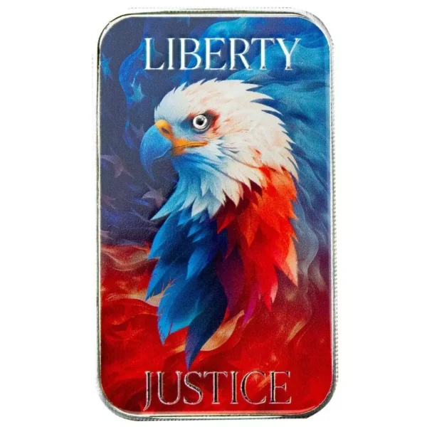 1oz Scottsdale Mint "Liberty and Justice Bald Eagle" Colorized .999 Silver Bar
