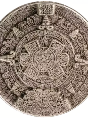 1KG Silver Aztec Sun Stone Stacker Round