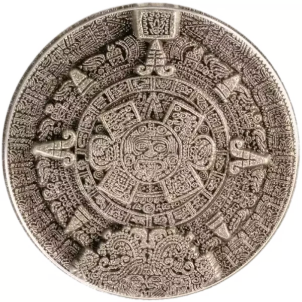 1KG Silver Aztec Sun Stone Stacker Round