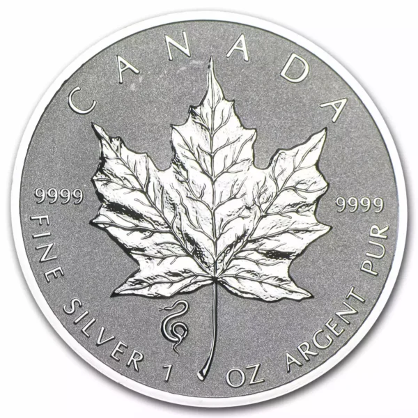 2013 1oz Canadian Reverse Proof .9999 Silver Maple Leaf Lunar Snake Privy Coin