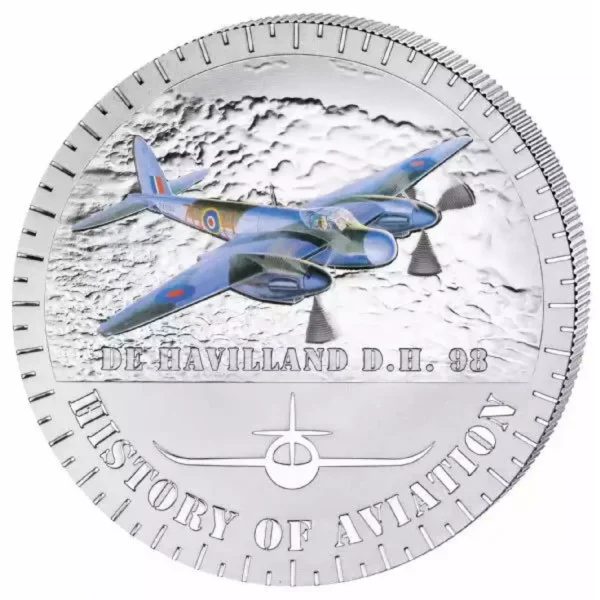 2015 20g Burundi History of Aviation De Havilland D.H. 98 .999 Silver Coin