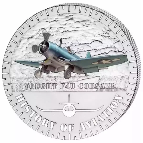 2015 20g Burundi History of Aviation Vought F4U Corsair .999 Silver Coin
