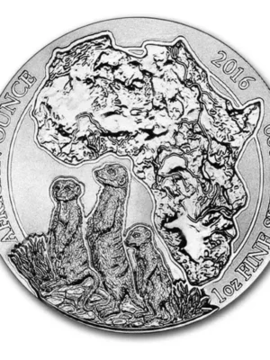 2016 1oz Rwanda African Wildlife Series .999 Silver Meerkat BU Coin