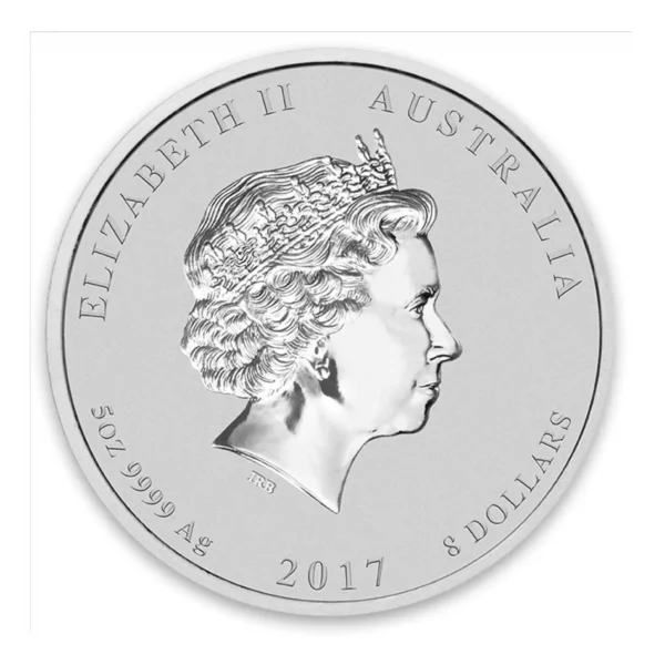 2017 5oz Australian Perth Mint .9999 Silver Lunar II: Year of the Rooster