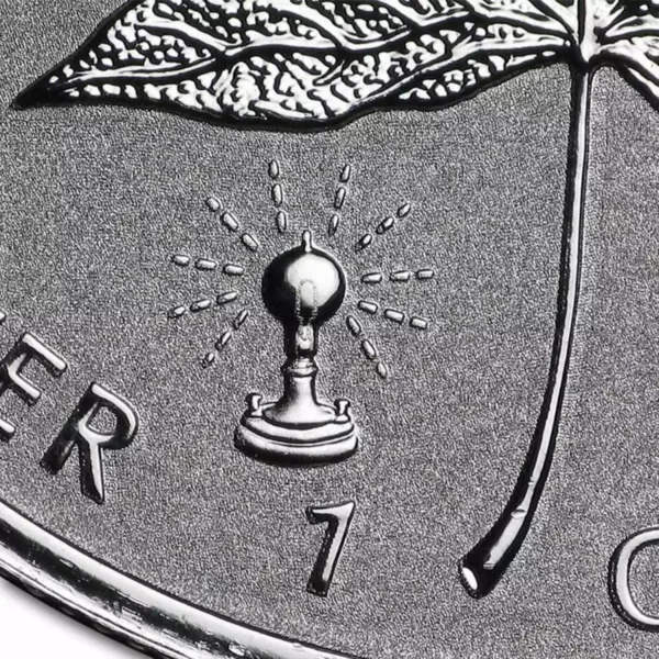 2018 1 oz  Canadian .9999 Silver Maple Leaf Reverse Proof Coin W/ Lightbulb Privy