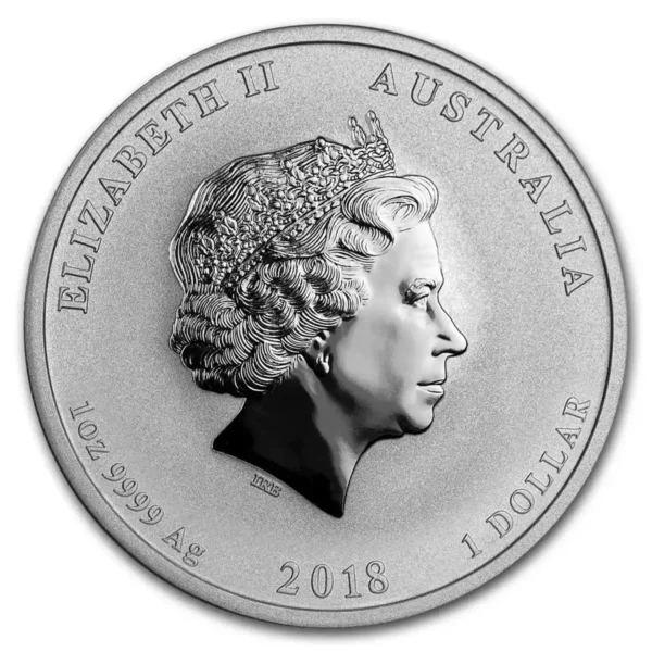 2018 1oz Australian Perth Mint Lunar Series II Year of the Dog .999 Silver Coin