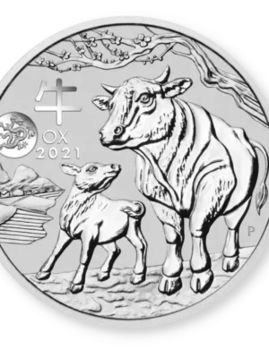 2021 1oz Australia Perth Mint Lunar Series Year of the OX .9999 Silver Coin W/ Special Dragon Privy