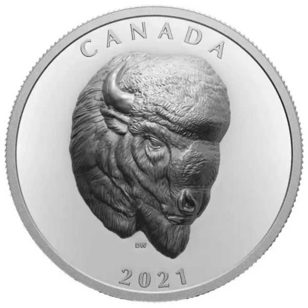 2021 1oz Royal Canadian Mint Bold Bison .9999 Silver Proof Extraordinarily High Relief Coin