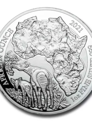 2021 1oz Rwanda Okapi Proof .999 Silver Coin