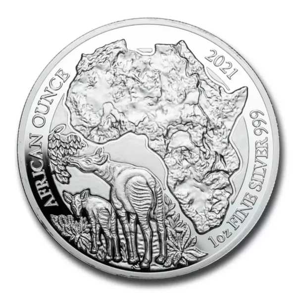 2021 1oz Rwanda Okapi Proof .999 Silver Coin