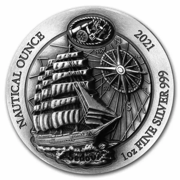 2021 1oz Rwanda Nautical Series - Sedov Ultra High Relief .999 Silver Coin Antiqued