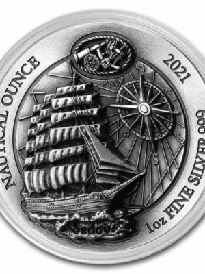 2021 1oz Rwanda Nautical Series - Sedov Ultra High Relief .999 Silver Coin Antiqued