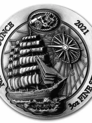 2021 3oz Rwanda Nautical Series - Sedov Ultra High Relief .999 Silver Coin Antiqued
