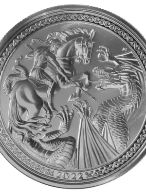 2022 1 oz Ascension Island Modern Masters -  Jody Clark St. George and the Dragon 999 Silver BU Coin