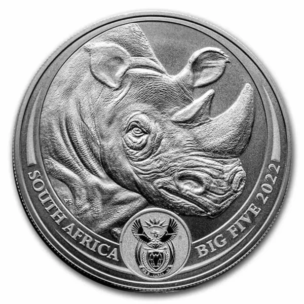 2022 1 oz South Africa Big Five Series II Rhino .999 Silver Coin BU