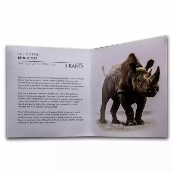 2022 1 oz South Africa Big Five Series II Rhino .999 Silver Coin BU