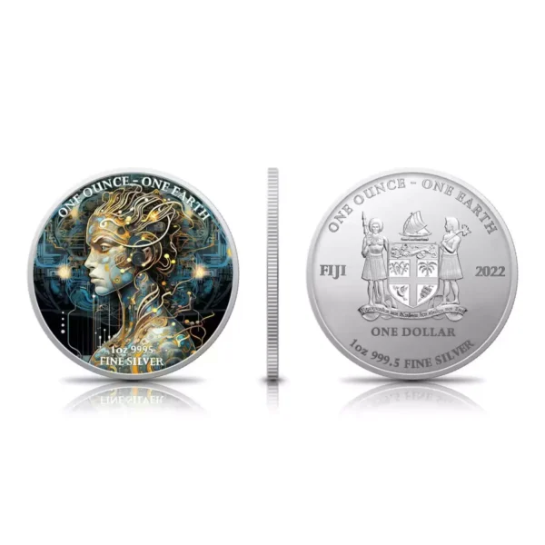 2022 1oz Fiji One Earth Artificial Intelligence Beauty Edition .999 Silver Coin