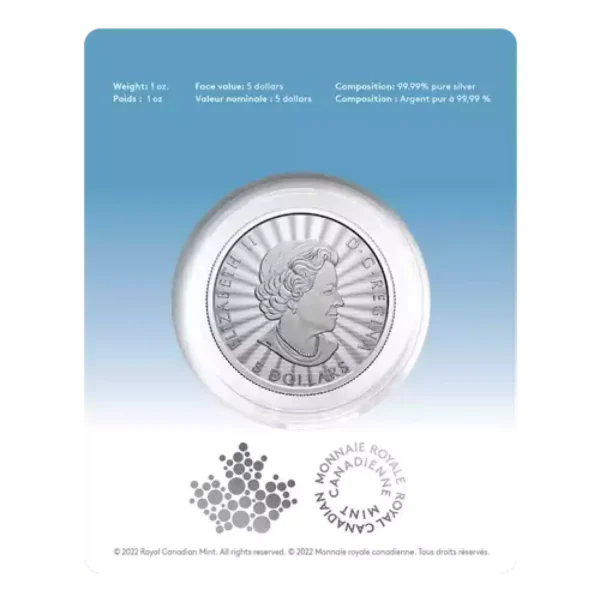 2022 1oz Royal Canadian Mint .9999 Silver Majestic Polar Bear Coin in Assay Card