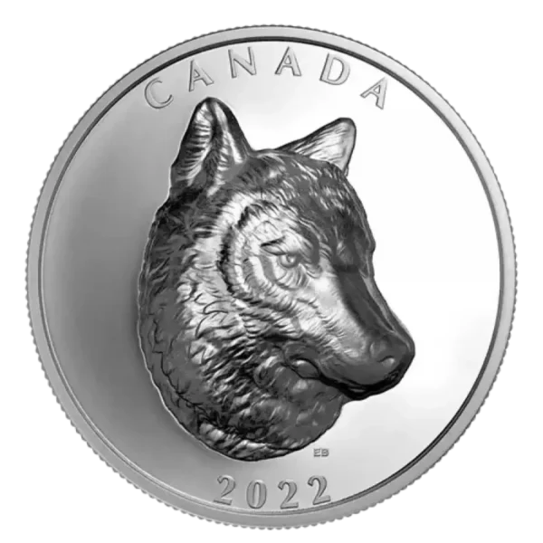 2022 1oz Royal Canadian Mint Timber Wolf .9999 Silver Proof Extraordinarily High Relief Coin