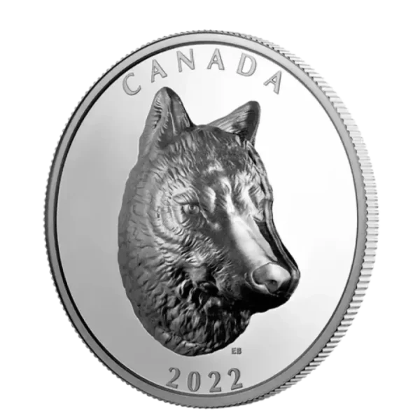2022 1oz Royal Canadian Mint Timber Wolf .9999 Silver Proof Extraordinarily High Relief Coin