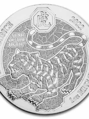 2022 1oz Rwanda Lunar Series - Year of the Tiger .999 Silver BU Coin