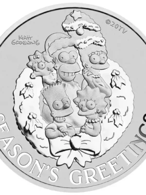 2022 1oz Tuvalu The Simpsons Season's Greetings .9999 Silver BU Coin