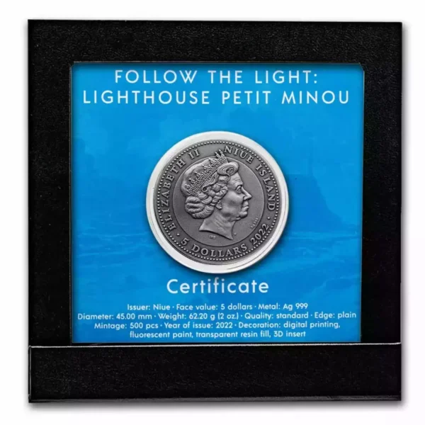 2022 2oz Niue Lighthouse Petit Minou .999 Silver Coin
