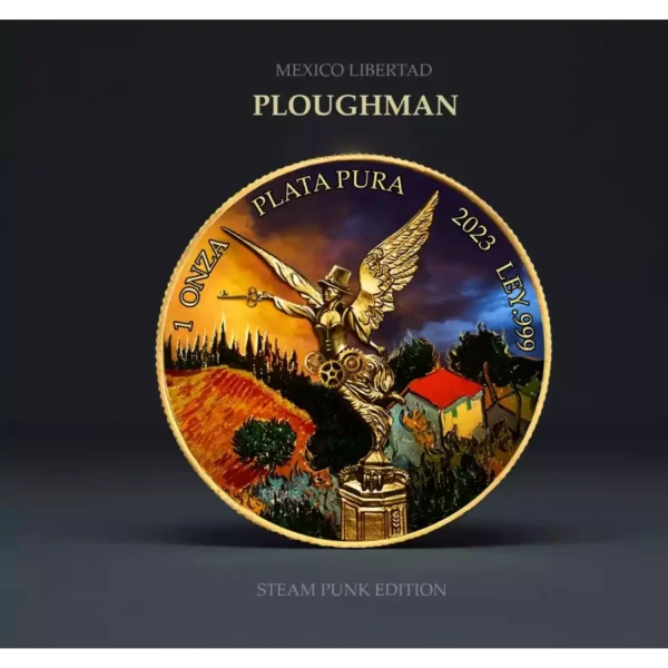 2023 1oz Mexico Van Gogh Ploughman Steampunk Edition .999 Silver Libertad