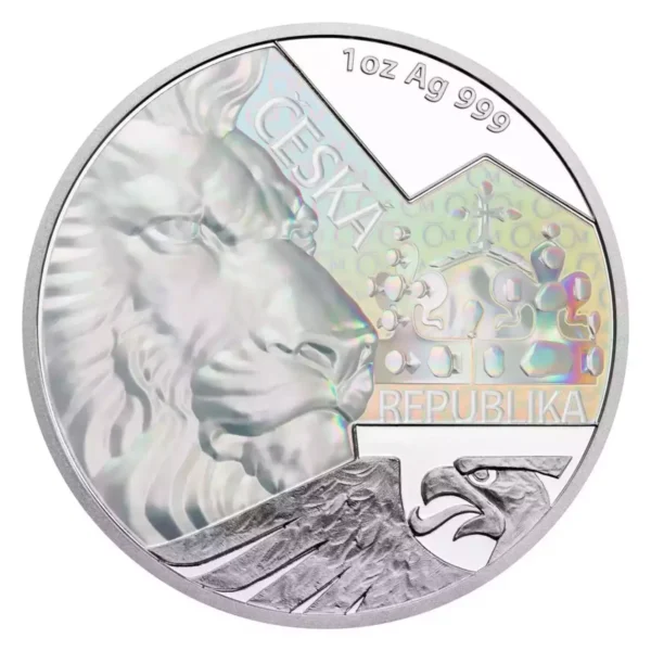 2023 1oz Niue Czech Lion Hologram Proof .999 Silver Coin