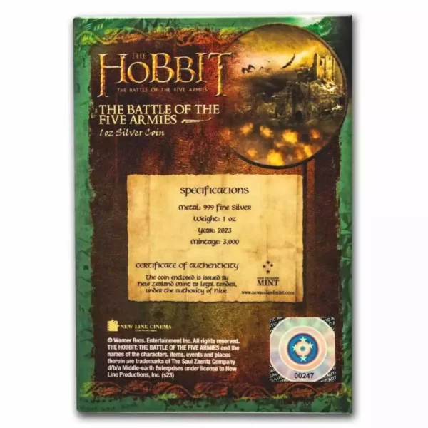 2023 1oz Niue The Hobbit: Battle of Five Armies Poster .999 Silver Coin