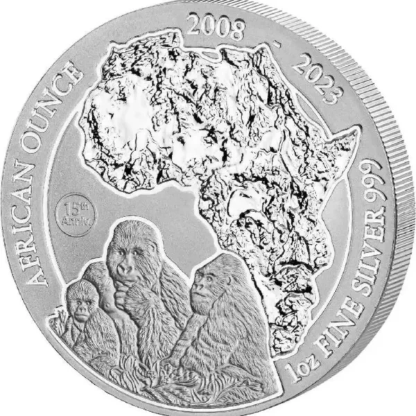 2023 1oz Rwanda African Wildlife Series .999 Silver Mountain Gorilla BU Coin