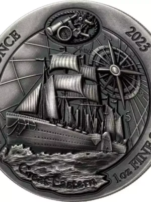 2023 1oz Rwanda Nautical Ounce - Great Eastern .999 Silver High Relief Antique Coin