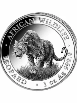 2023 1oz Somalia African Wildlife Series  .9999 Silver Leopard BU Coin