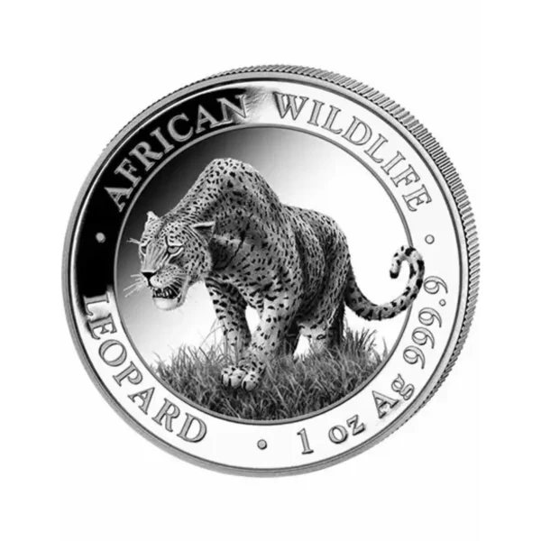 2023 1oz Somalia African Wildlife Series  .9999 Silver Leopard BU Coin