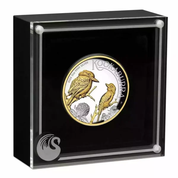 2023 2oz Australian Perth Mint .9999 Silver High Relief Gilded Kookaburra Coin