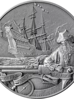 2023 2oz Barbados Captain's of Fortune Queen Anne's Revenge .999 Silver Coin