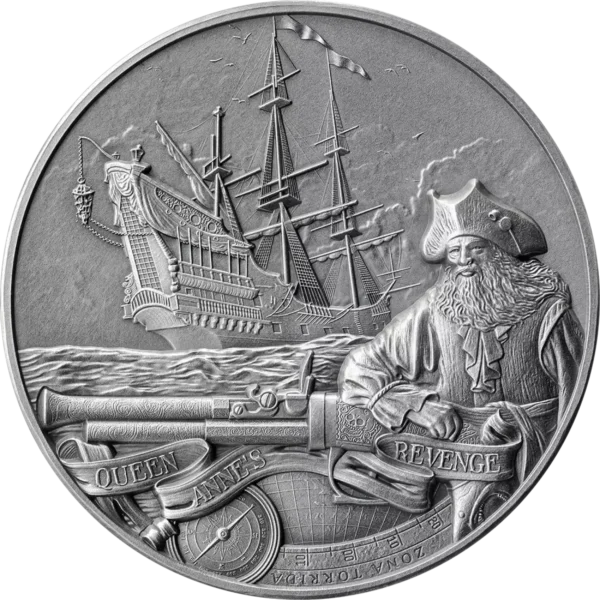 2023 2oz Barbados Captain's of Fortune Queen Anne's Revenge .999 Silver Coin