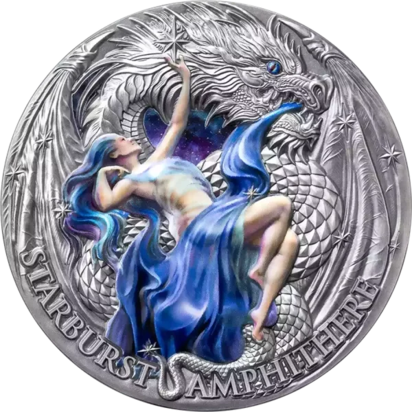 2023 2oz Cameroon Starburst Amphithere .999 Silver Antiqued coin