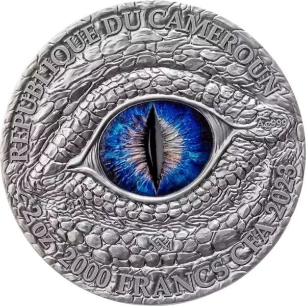 2023 2oz Cameroon Starburst Amphithere .999 Silver Antiqued coin