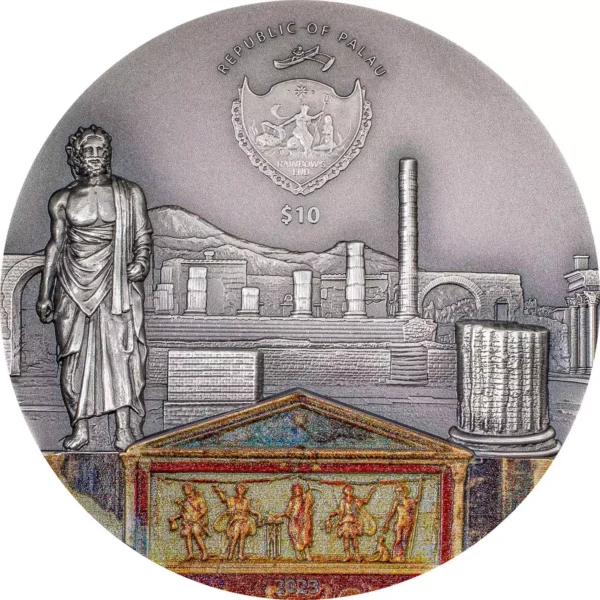 2023 2oz Palau Fury of Nature Pompeii Volcano .999 Silver Coin