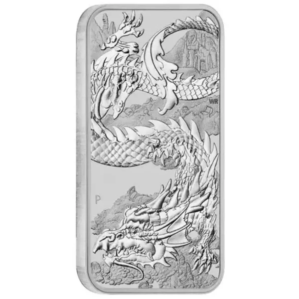 2023 1oz Australian Perth Mint .9999 Silver Dragon rectangular coin